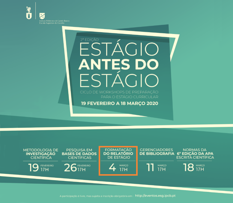 Workshop Formatação do Relatório de Estágio